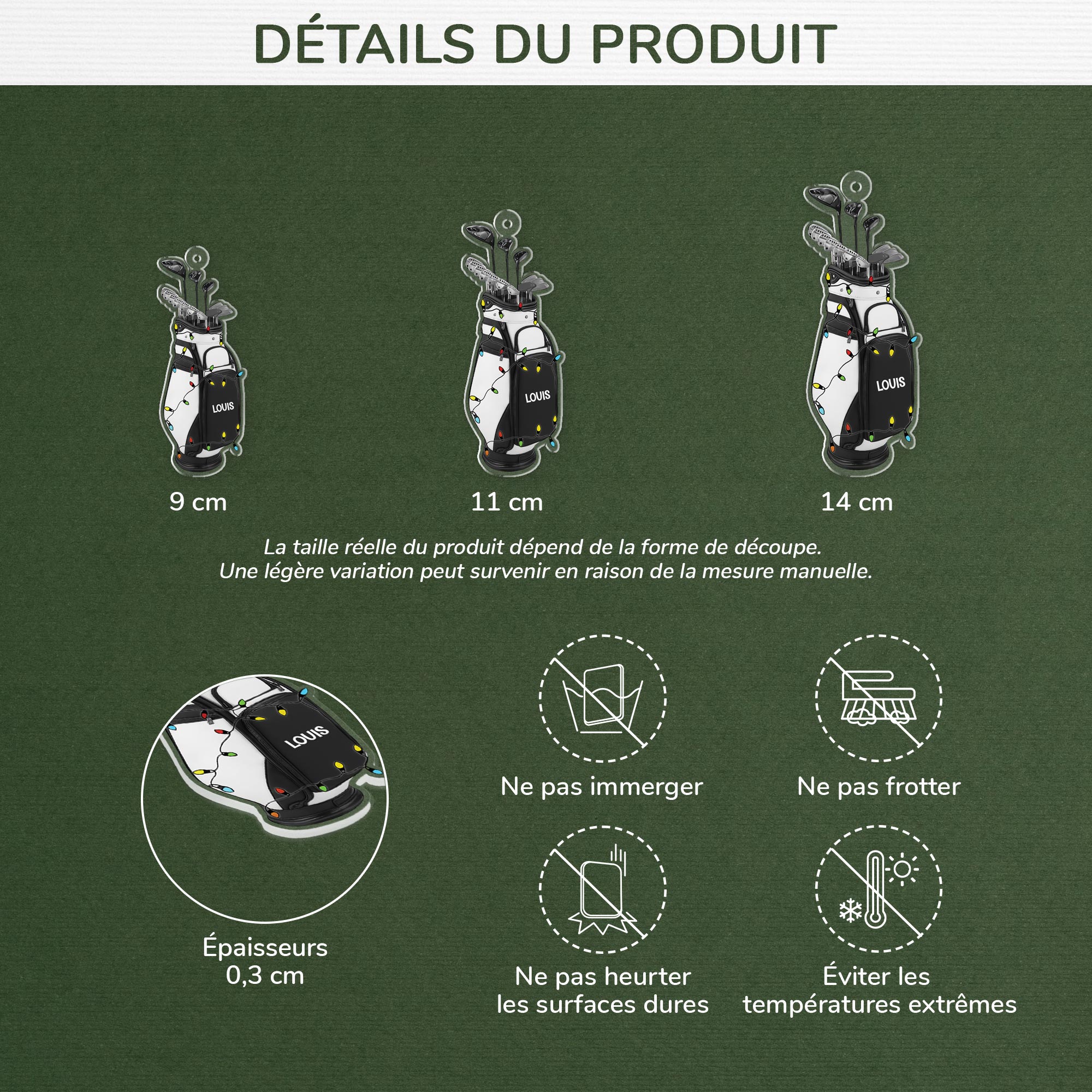 5690OFR3 ornement acrylique personnalise sac de golf noel 5690oktab