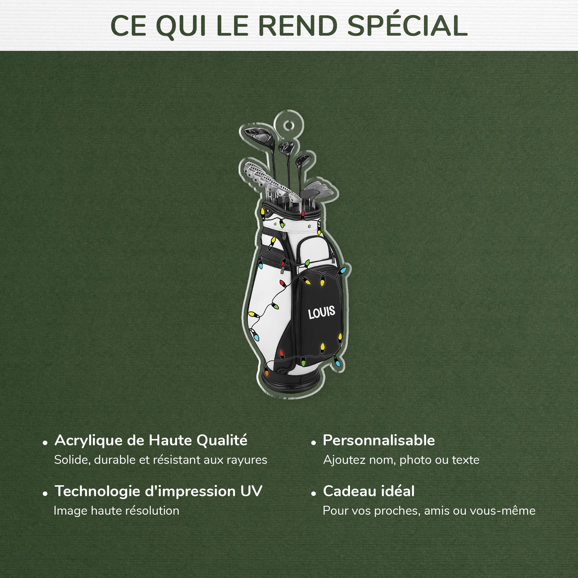 5690OFR4 ornement acrylique personnalise sac de golf noel 5690oktab