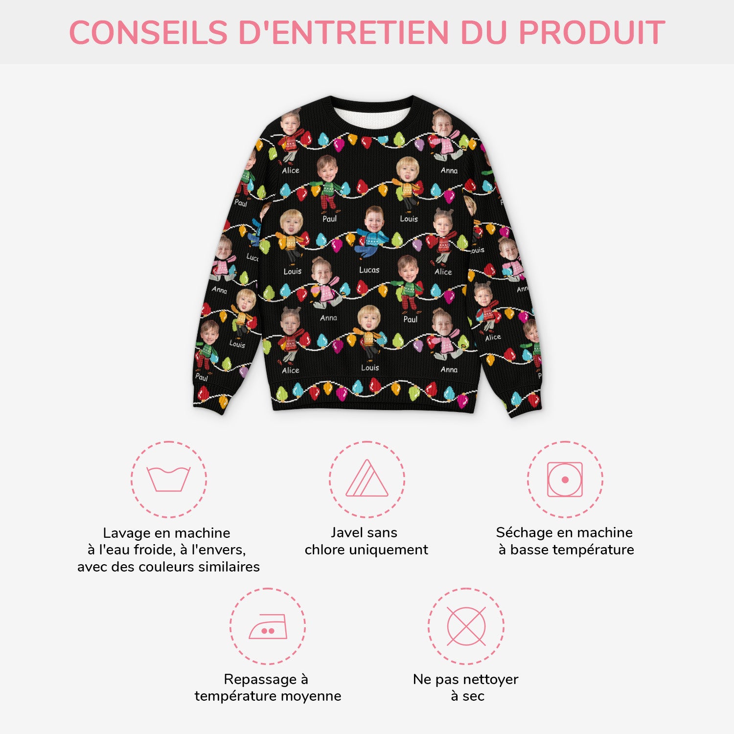5692WFR4 pull moche de noel personnalise avec prenom les lumieres de maman papa 5692w8ltb