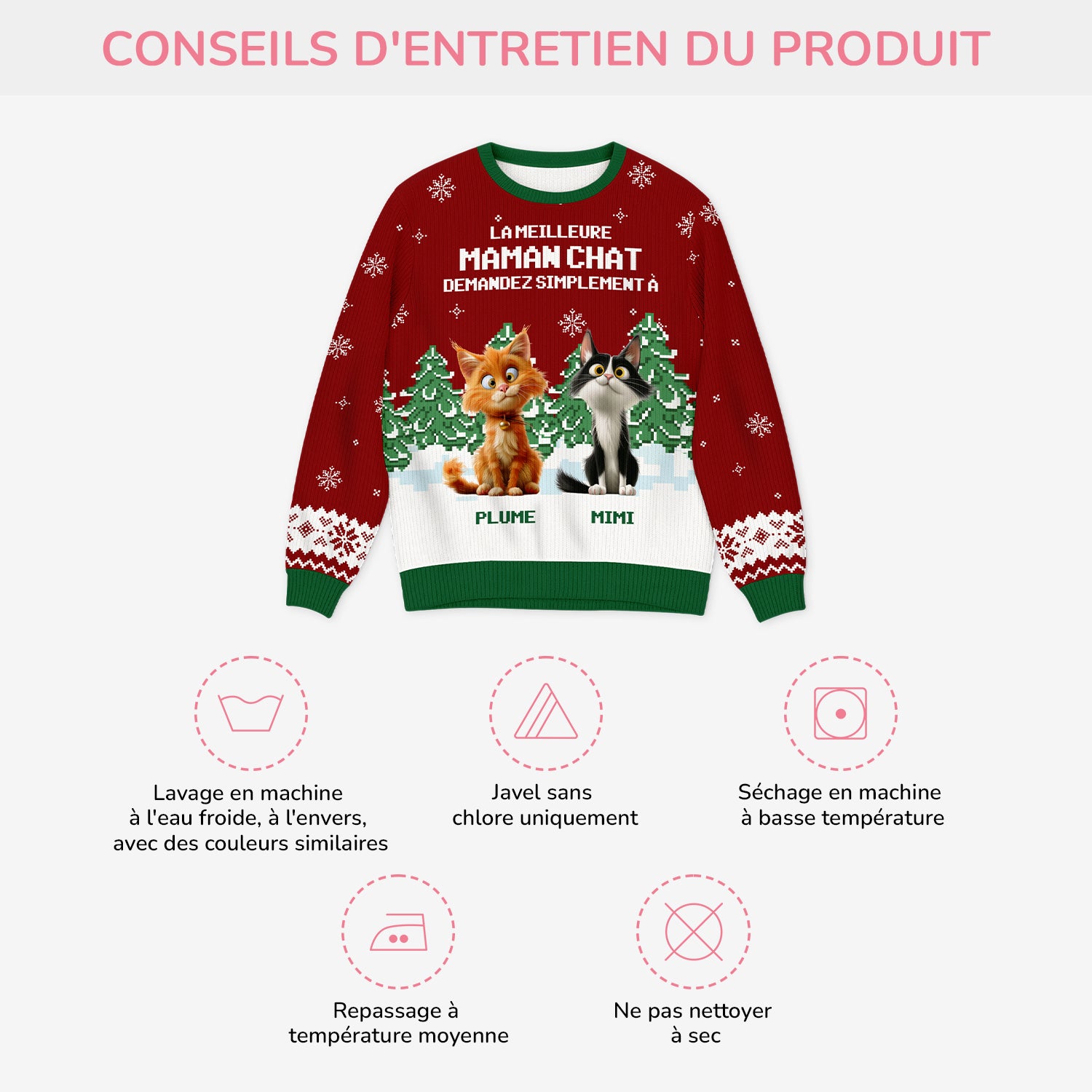 5693WFR4 pull moche de noel personnalise le meilleur papa maman chat 5693w8lnd