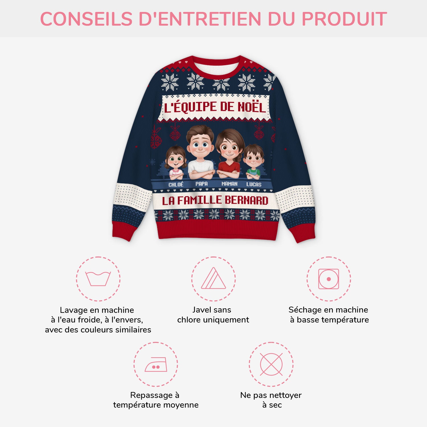 5695WFR4 pull moche personnalise famille la bande de noel 5695w8kai
