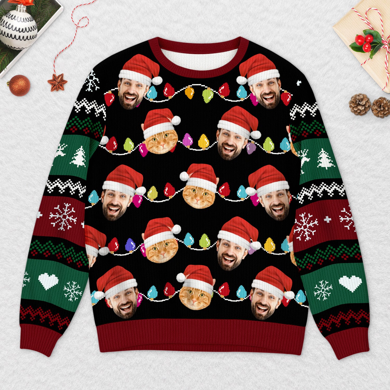 5696WFR2 pull moche personnalise avec photo notre pull noel de famille 5696w3vti