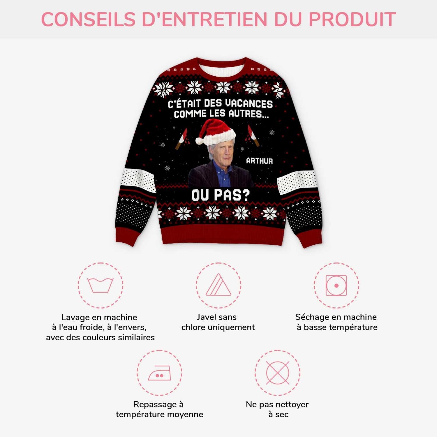 5698WFR4 pull moche de noel personnalise humour noir avec photo vacances comme les autres 5698wkvcb
