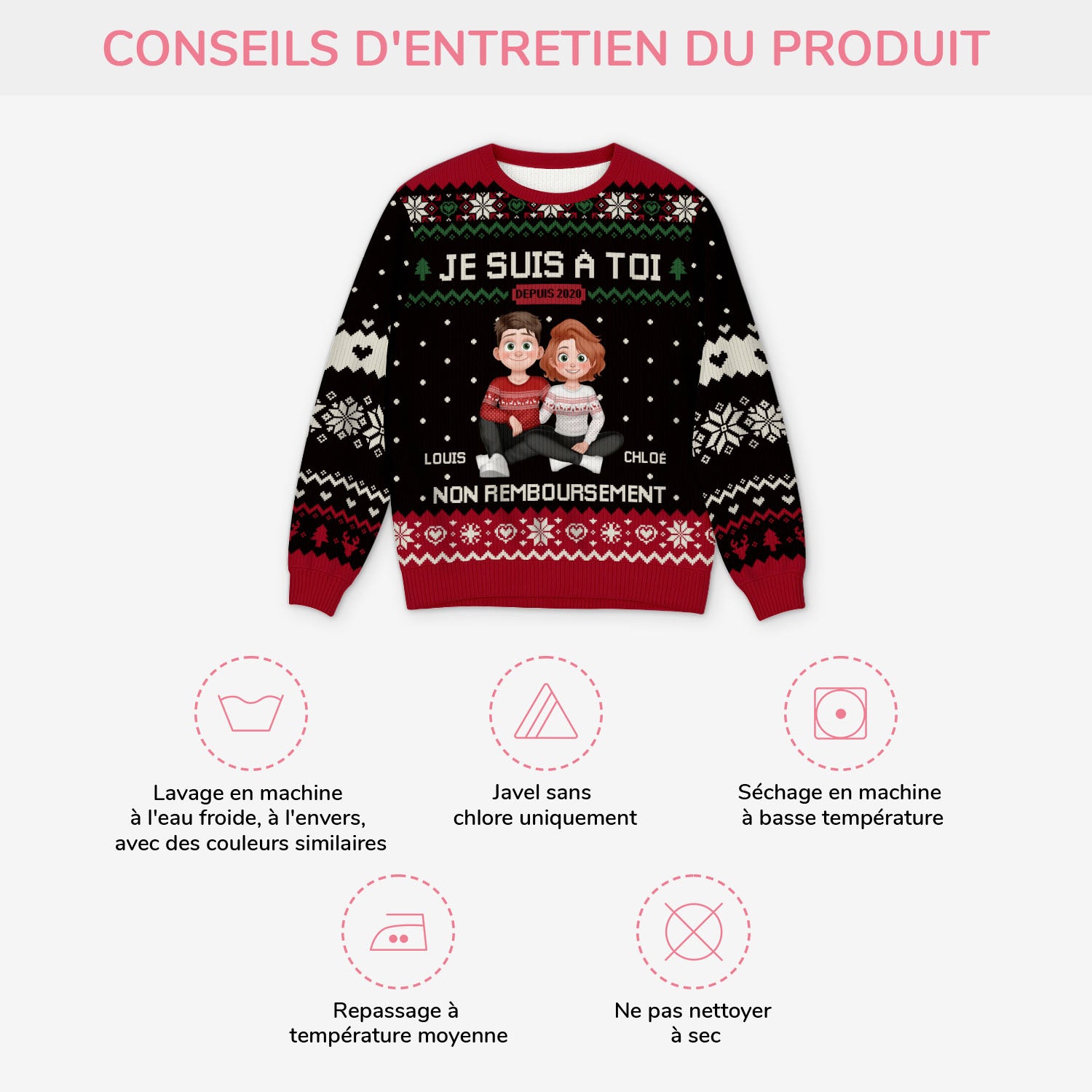5701WFR4 pull moche de noel personnalise couple avec photo je suis a toi 5701w3zqg