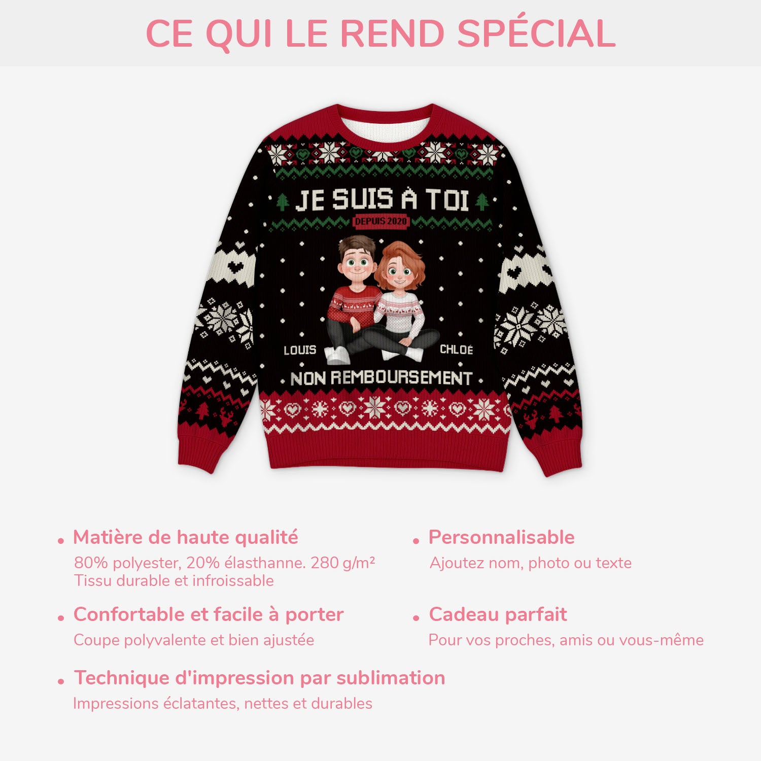 5701WFR5 pull moche de noel personnalise couple avec photo je suis a toi 5701w3zqg