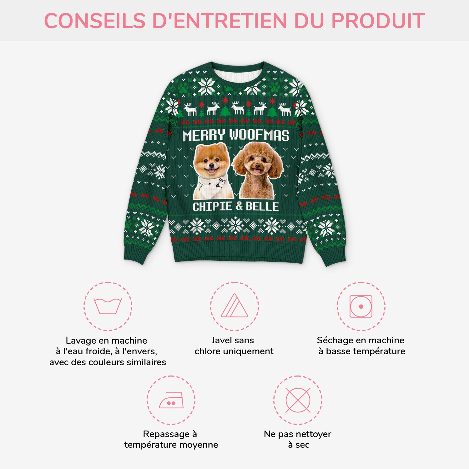 5703WFR1 pull moche personnalise avec photo joyeux noel aux chats chiens 5703w3lcd_3