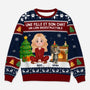 5706WFR1 pull moche de noel personnalise une fille et son chien 5706w