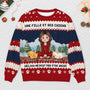 5709WFR2 pull moche de noel personnalise un homme et son chien 5709w8tac
