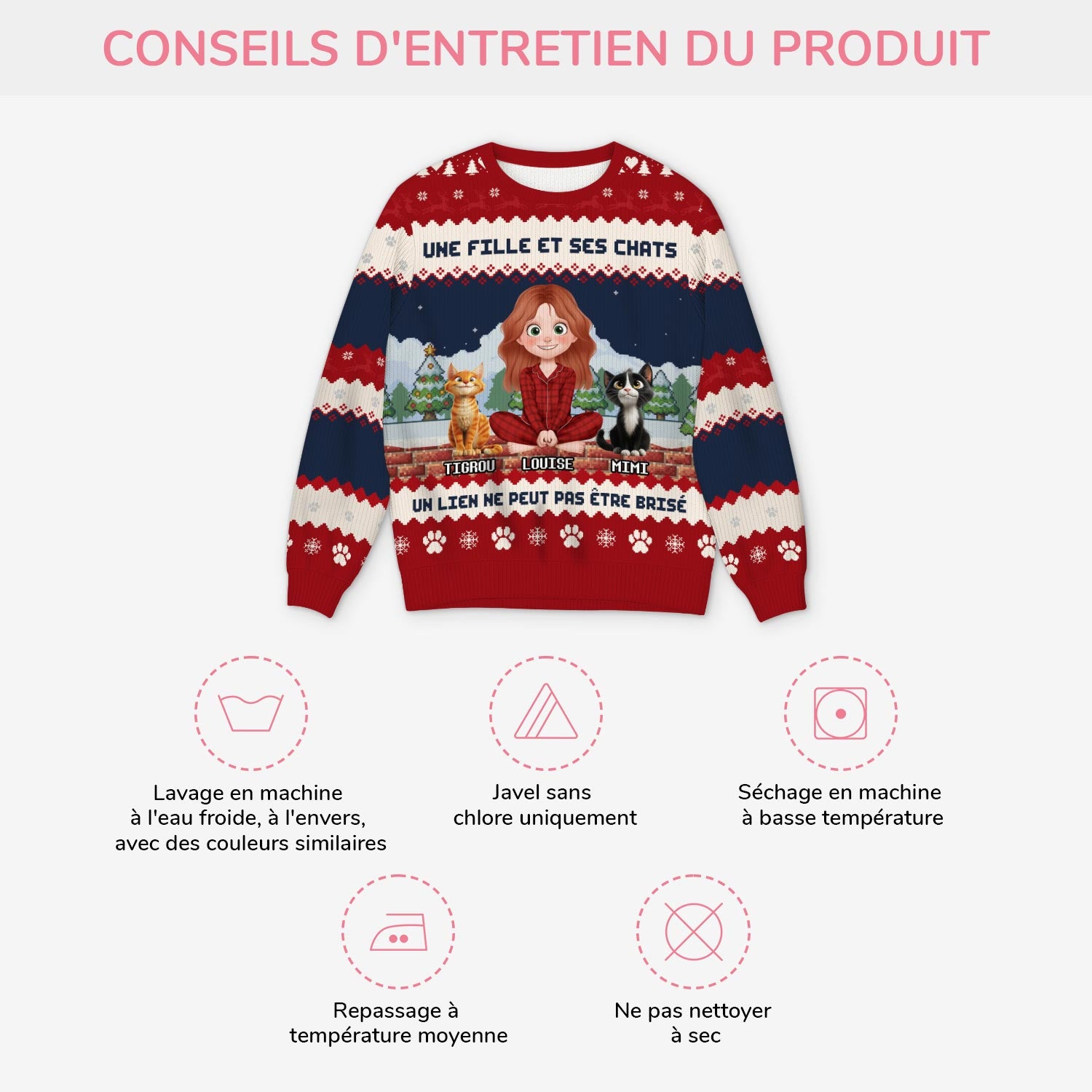 5709WFR4 pull moche de noel personnalise un homme et son chat 5709w8tad