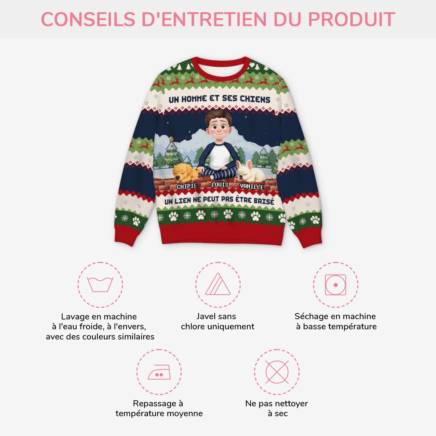 5709WFR4 pull moche de noel personnalise un homme et son chien 5709w8tac