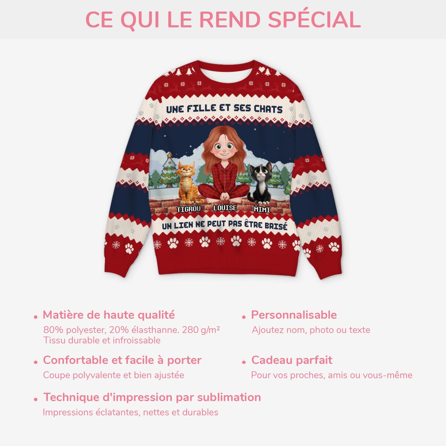 5709WFR5 pull moche de noel personnalise un homme et son chat 5709w8tad