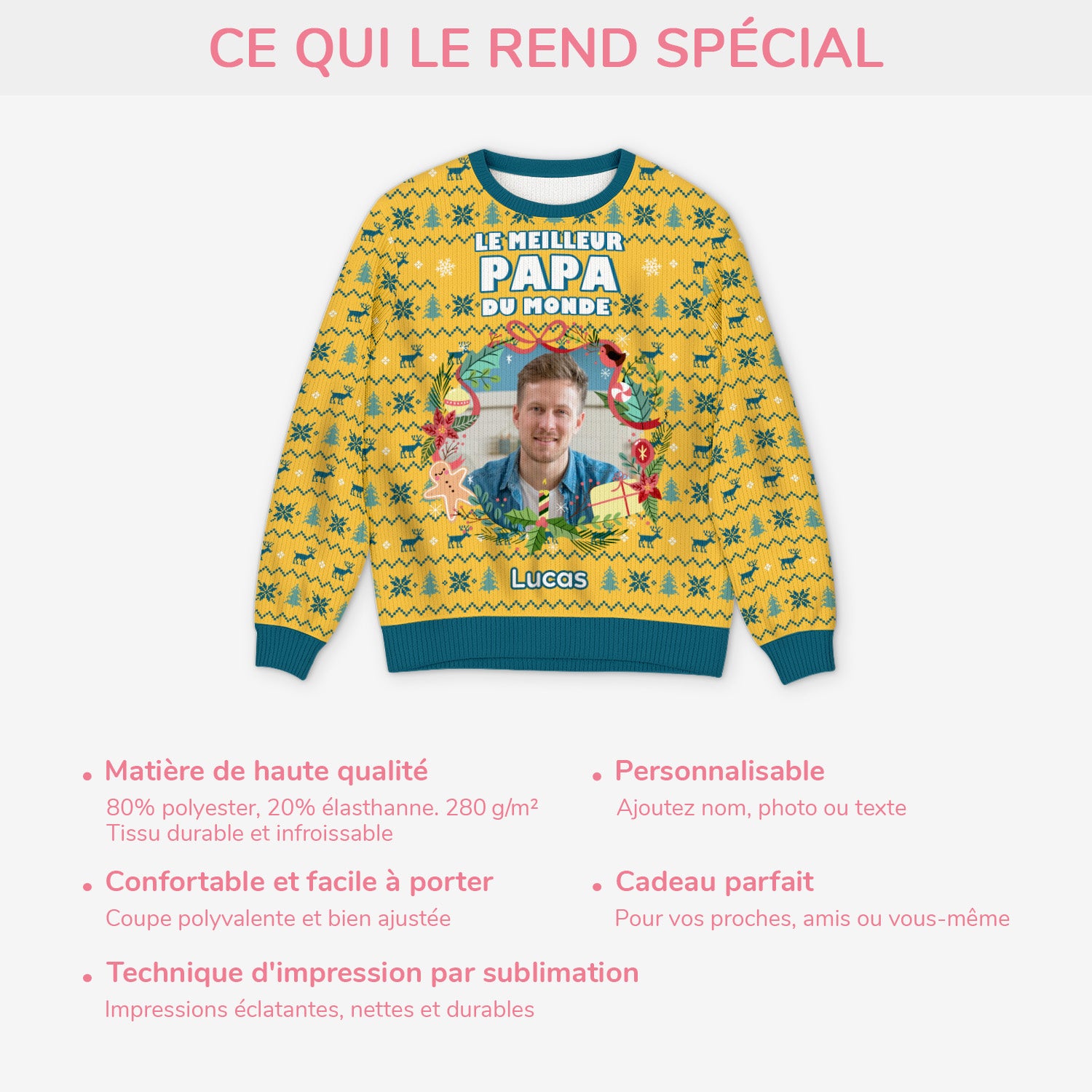 5713WFR5 pull moche de noel personnalise avec photo meilleur papa meilleure maman du monde 5713w6ztb