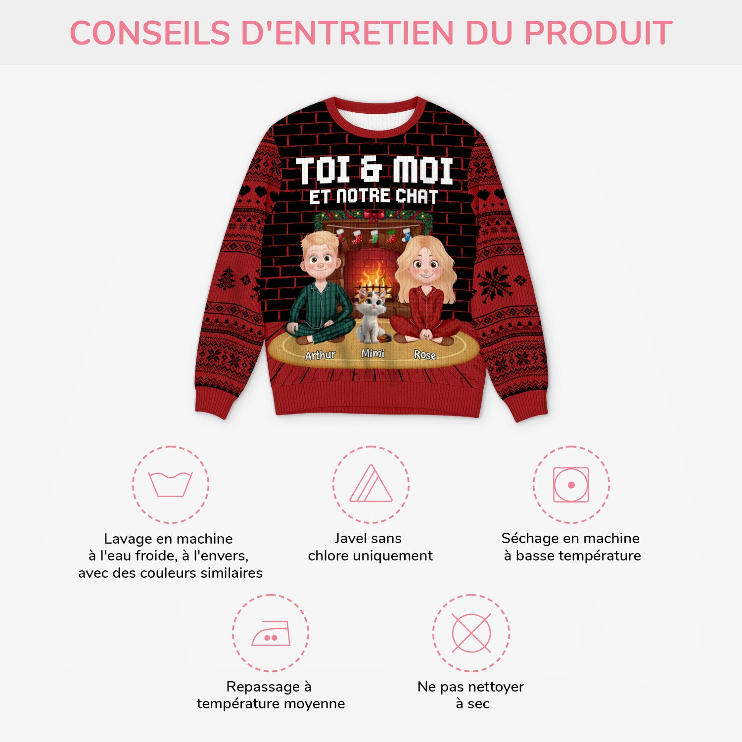 5715WFR4 pull moche de noel personnalise couple toi moi et notre chat 5715w6lmd