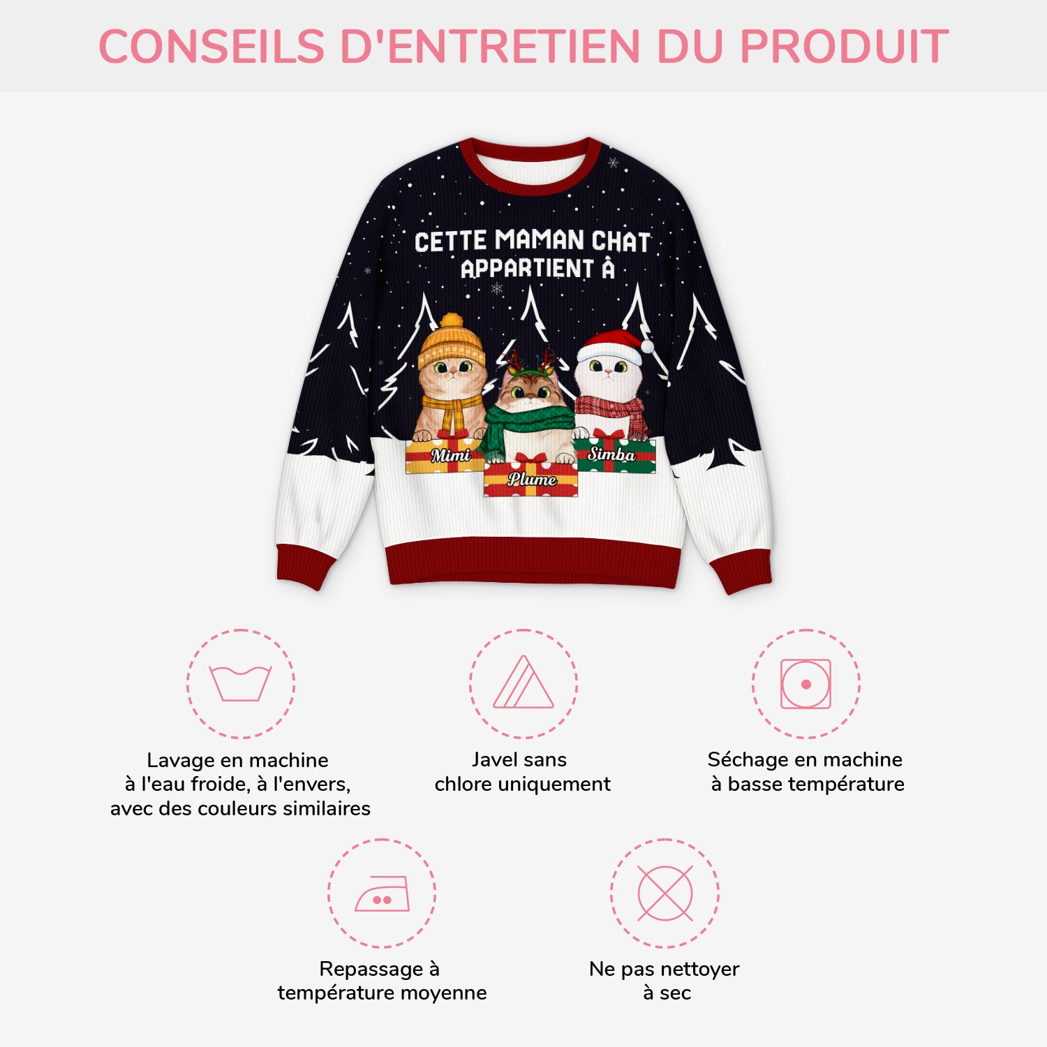 5716WFR4 pull moche de noel personnalise ce papa maman chat appartient a 5716w6lcd