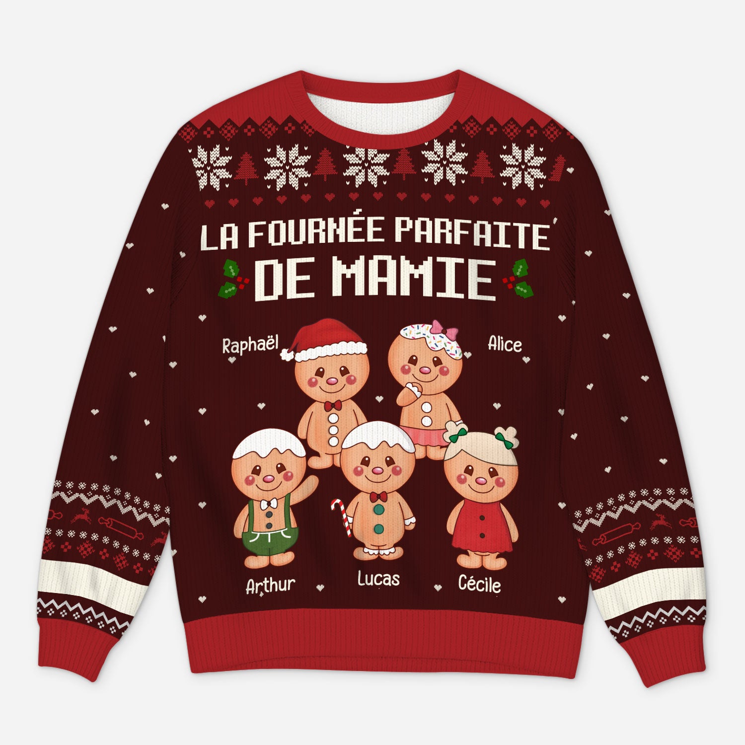 5718WFR1 pull moche de noel personnalise la fournee parfaite de mamie papi 5718w6uab