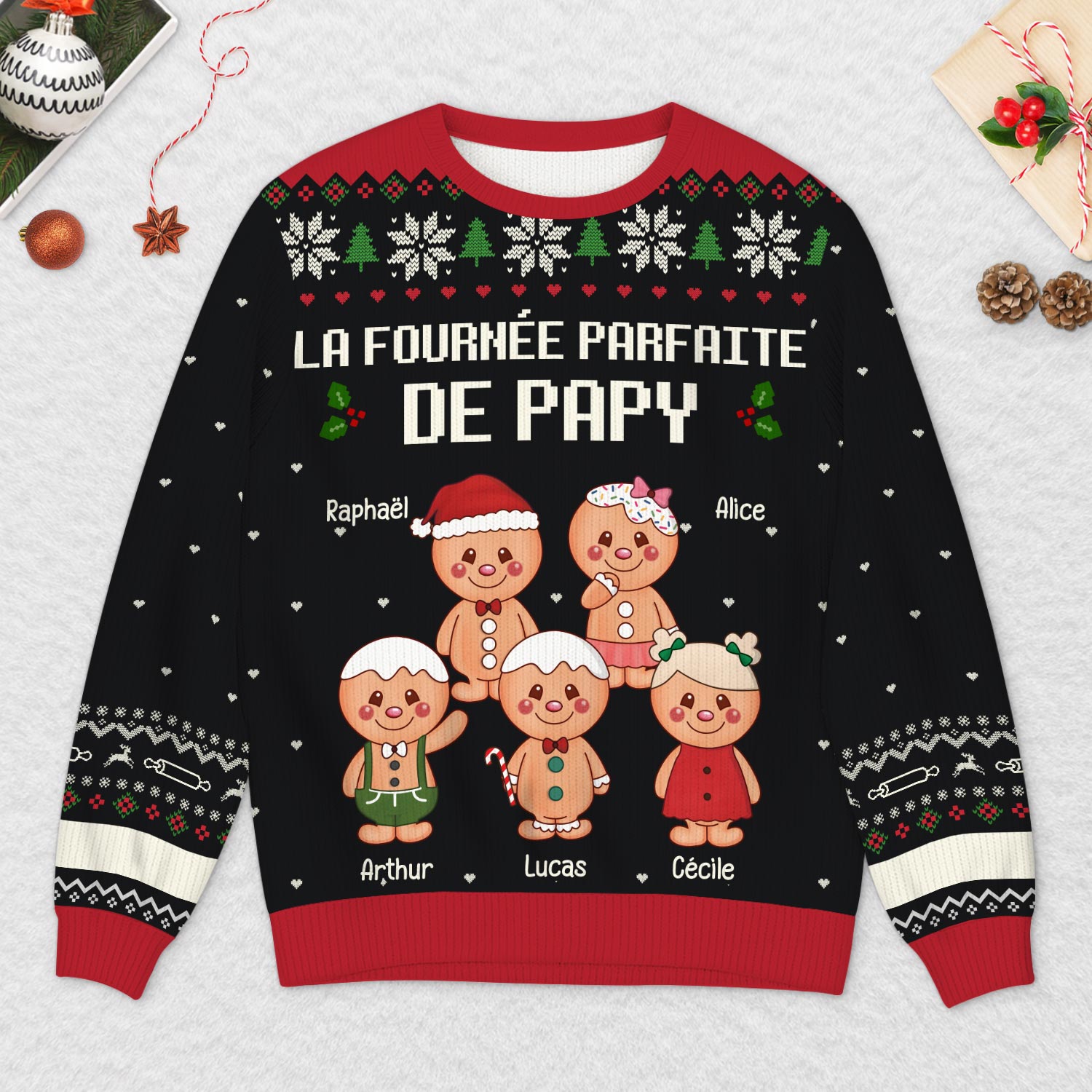 5718WFR2 pull moche de noel personnalise la fournee parfaite de mamie papi 5718w6uab