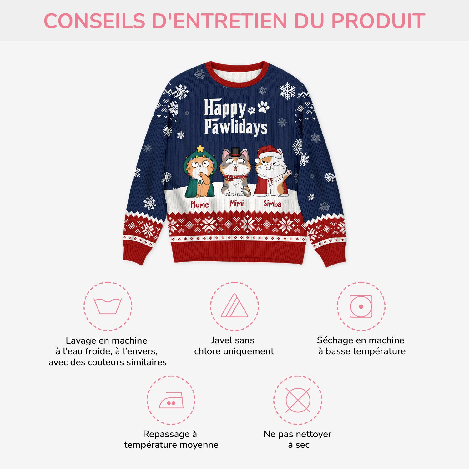 5719WFR4 pull moche de noel personnalise papa chat 5719w6tnd