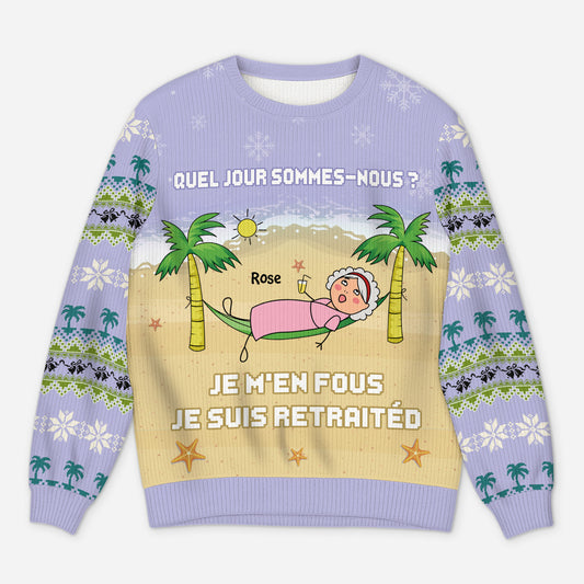 5720WFR1 pull moche de noel personnalise je suis retraite 5720wklta