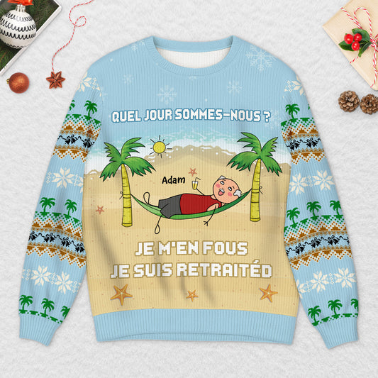 5720WFR2 pull moche de noel personnalise je suis retraite 5720wklta