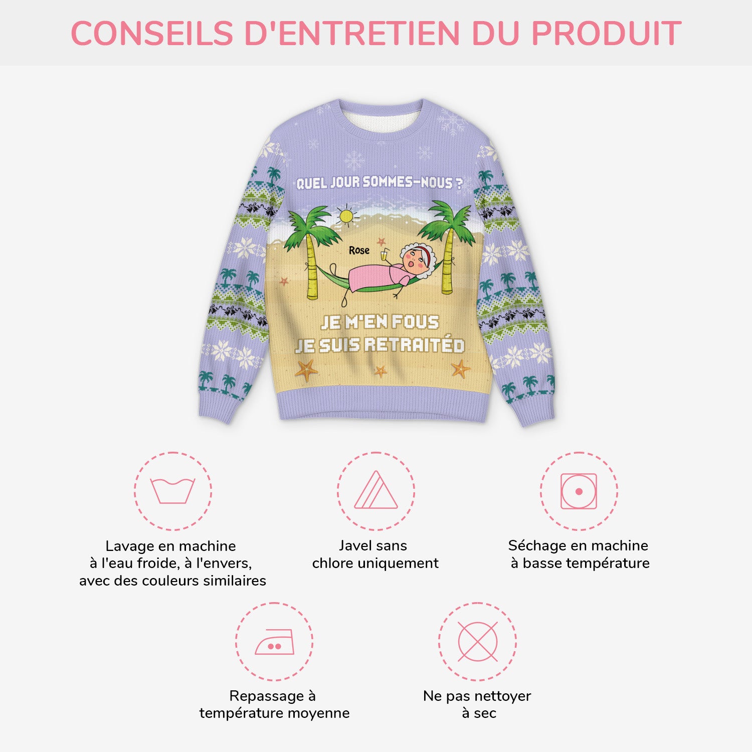 5720WFR4 pull moche de noel personnalise je suis retraite 5720wklta