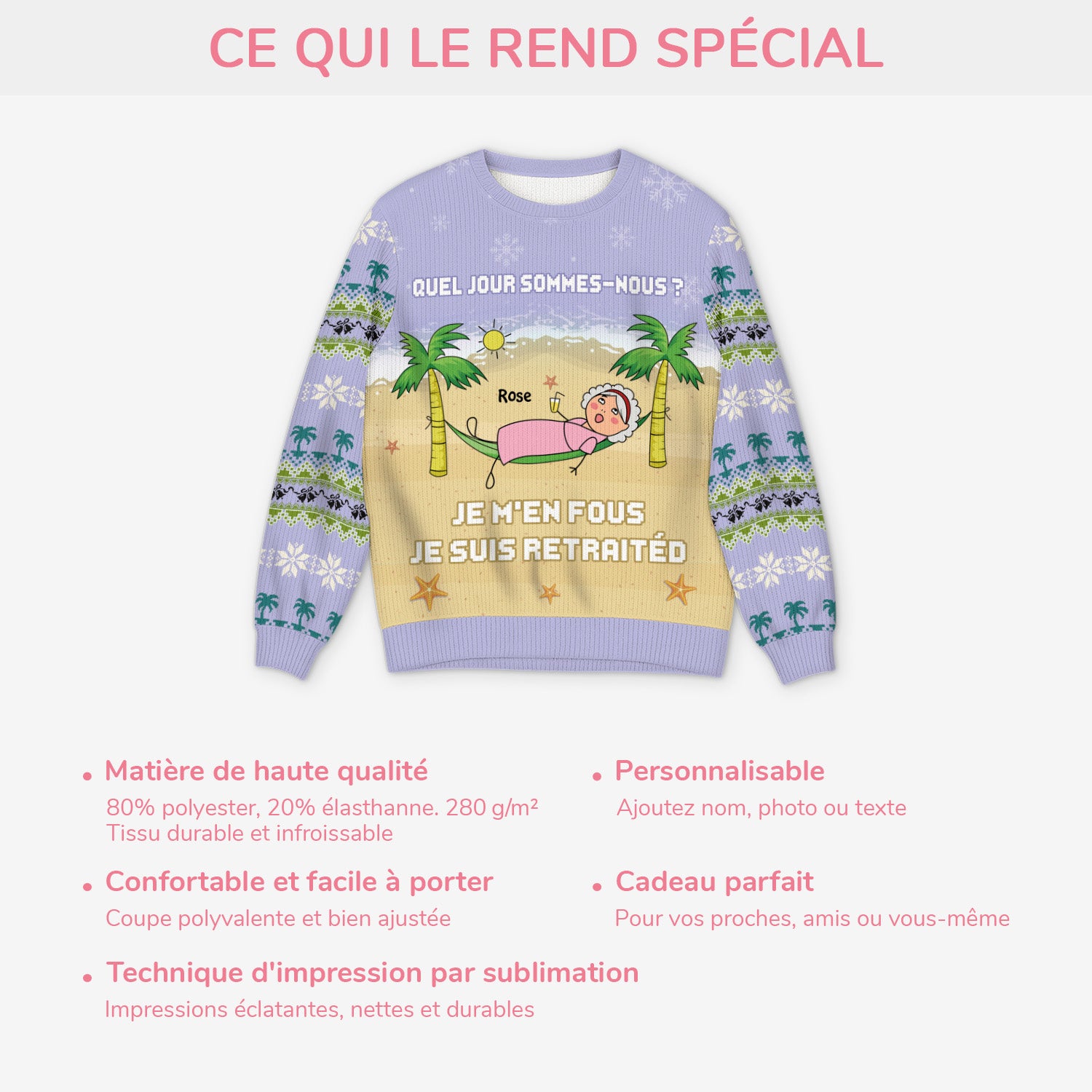 5720WFR5 pull moche de noel personnalise je suis retraite 5720wklta