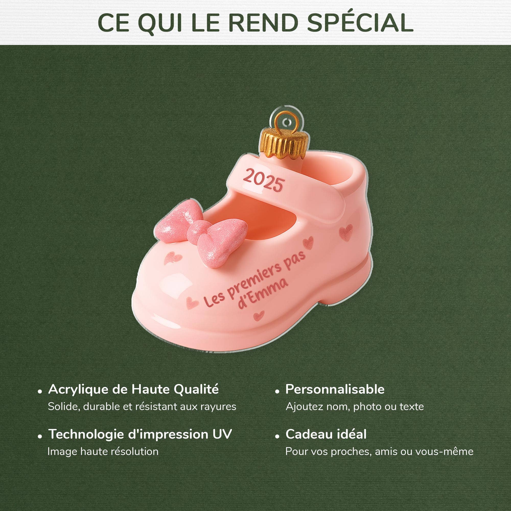 5723OFR4 effet dimpression 3d ornement noel acrylique personnalise les premiers pas de mon enfant 5723o8vca