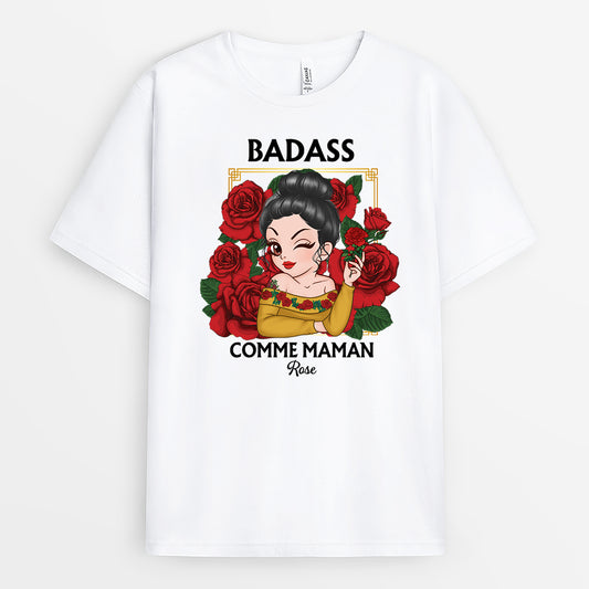 5725AFR1 t shirt femme personnalise badass comme maman 5725a8zaa