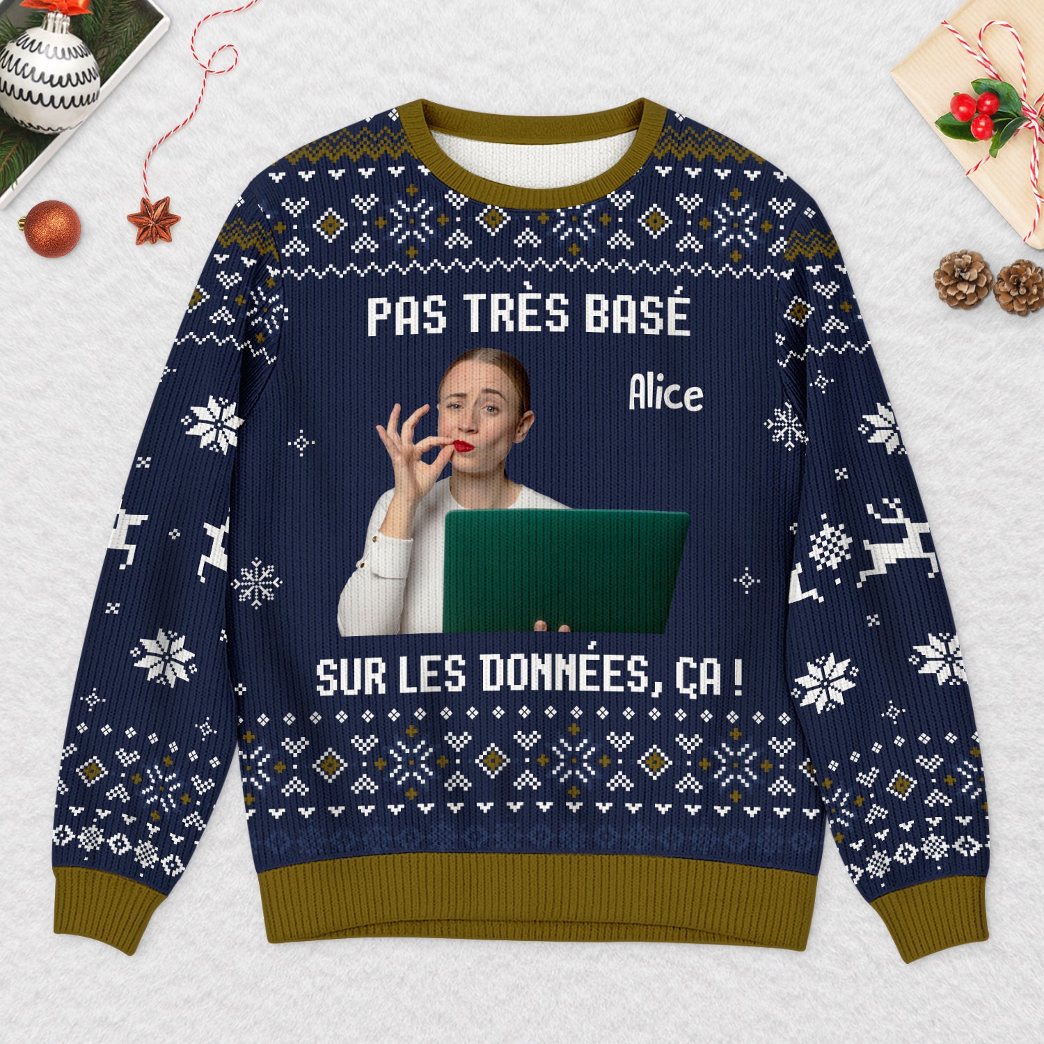 5728WFR2 pull moche de noel personnalise collegue ami avec photo pas tres base sur les donnees 5728wkvnf