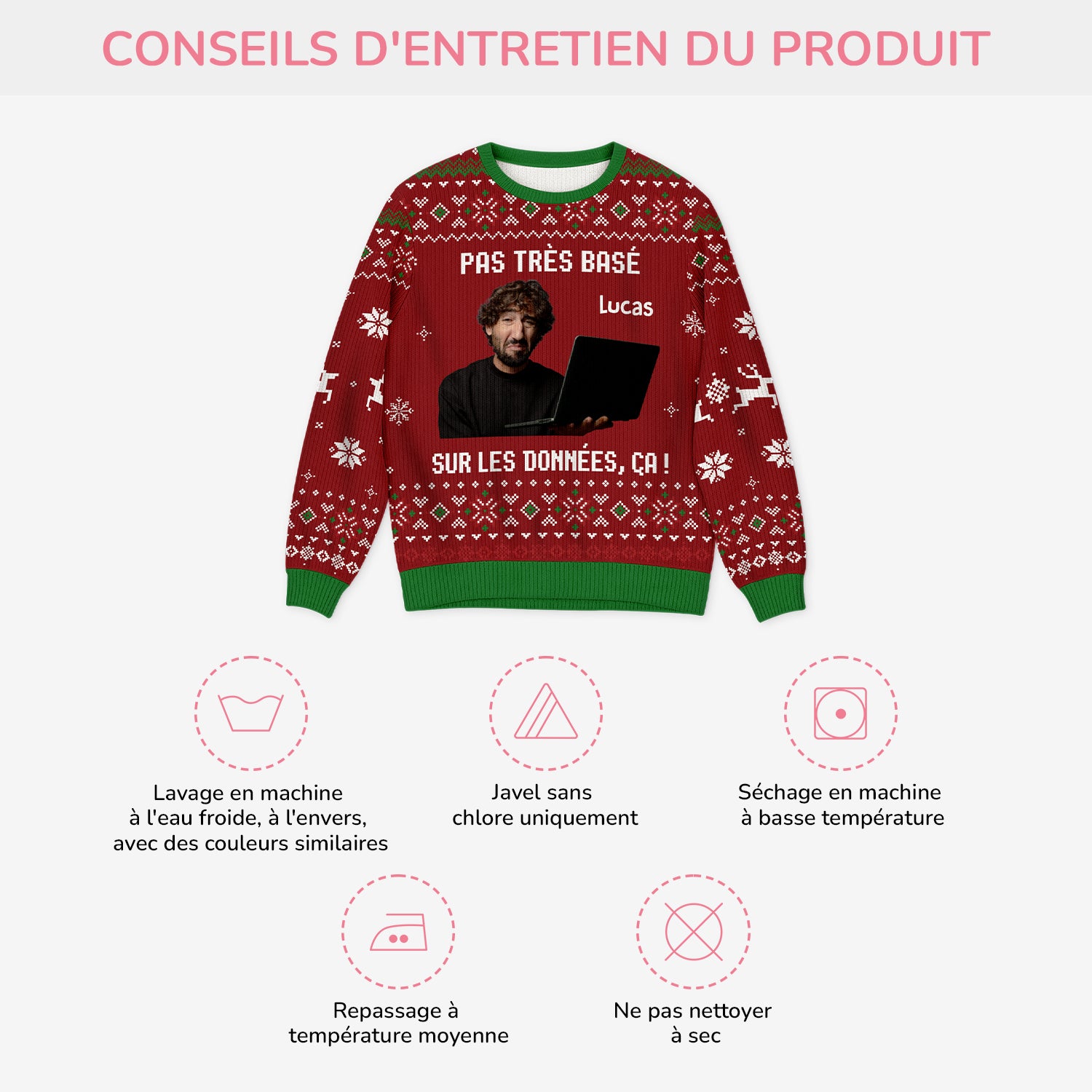 5728WFR4 pull moche de noel personnalise collegue ami avec photo pas tres base sur les donnees 5728wkvnf