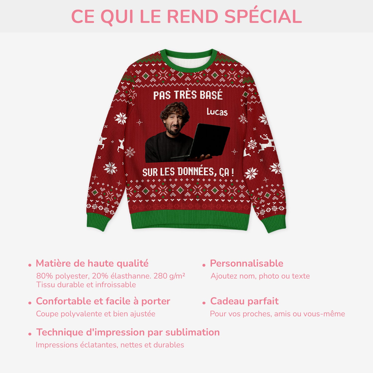 5728WFR5 pull moche de noel personnalise collegue ami avec photo pas tres base sur les donnees 5728wkvnf