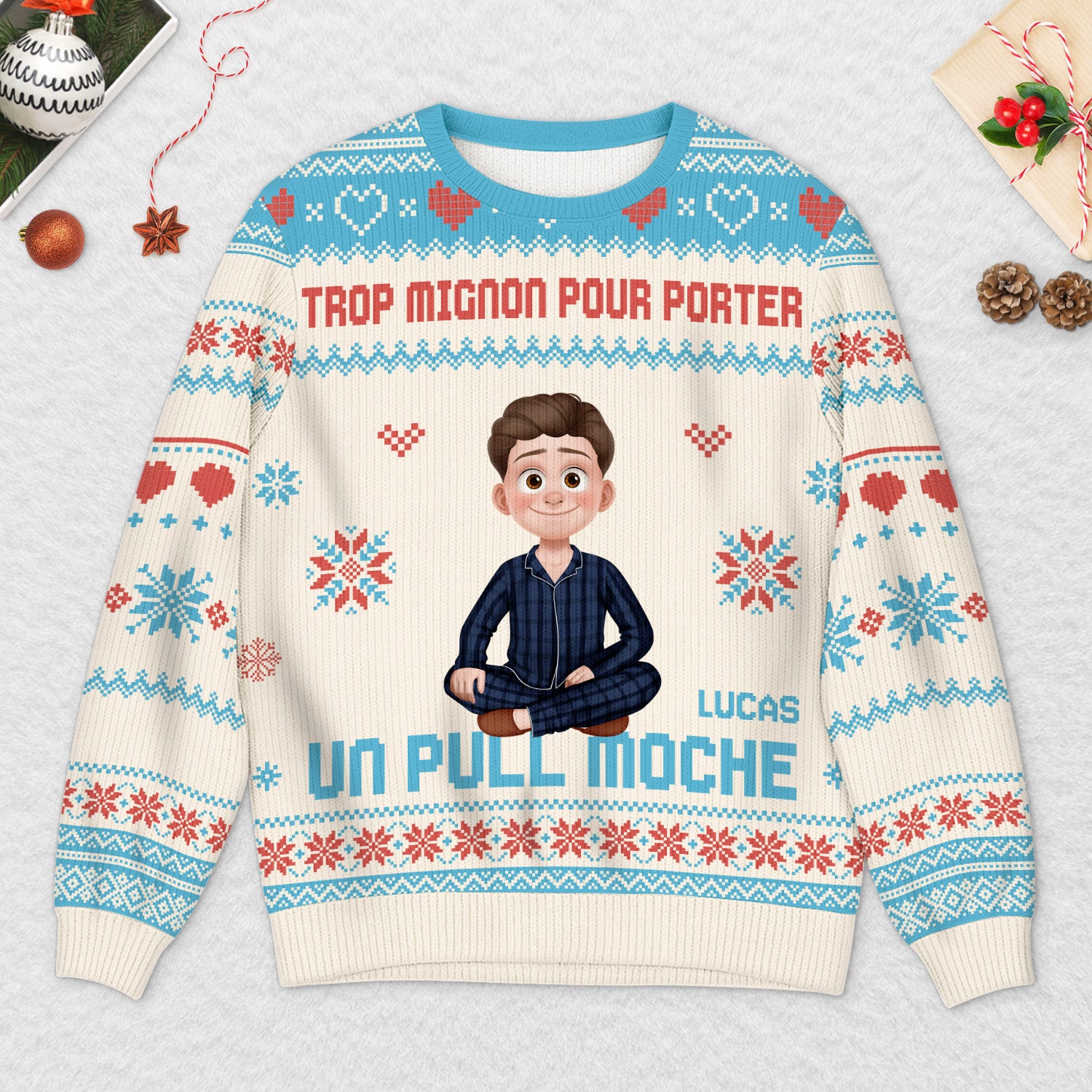 5730WFR2 pull moche de noel personnalise avec photo trop mignonne pour porter un pull moche 5730w3zma