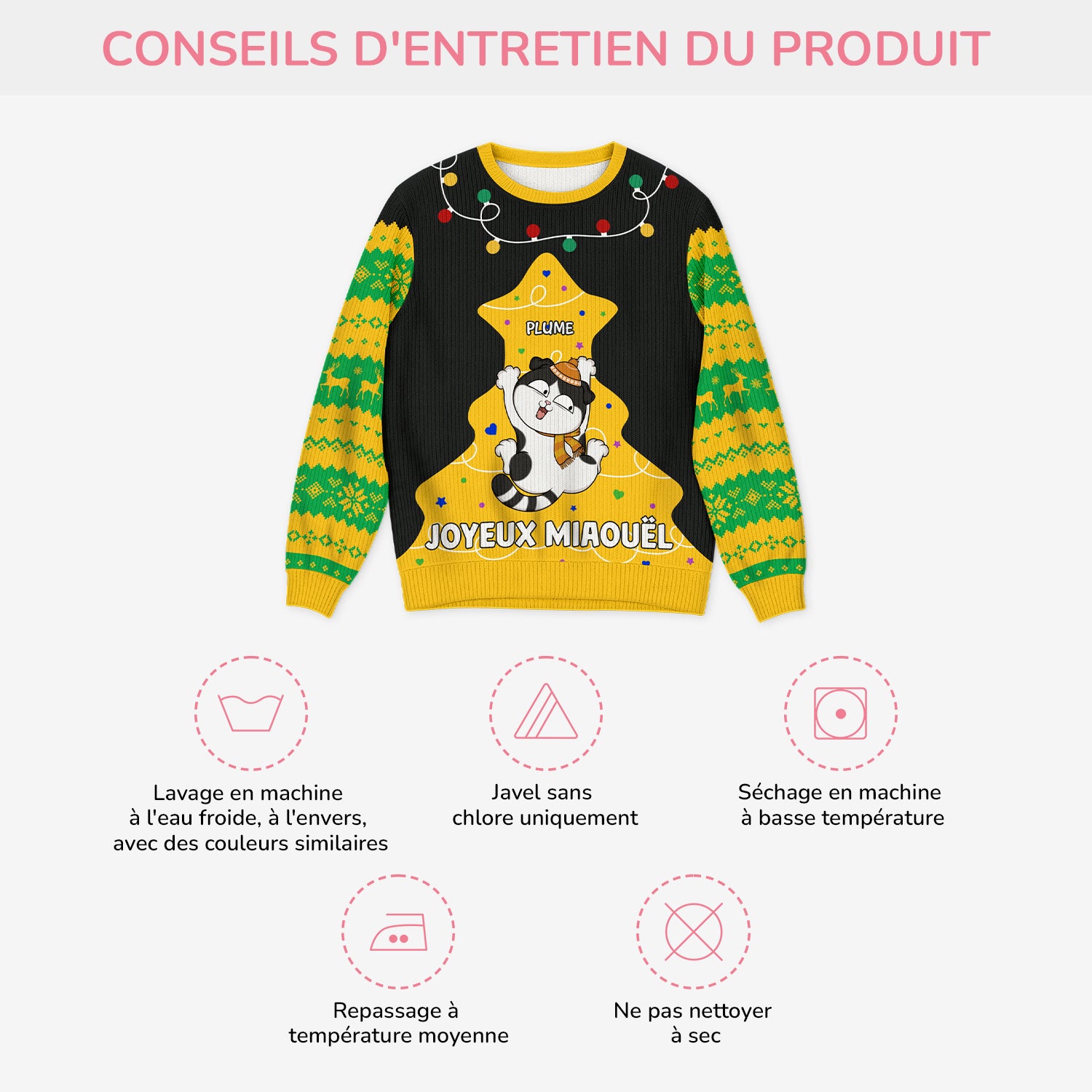 5732WFR4 pull moche de noel personnalise chat joyeux miaouel 5732wttnd
