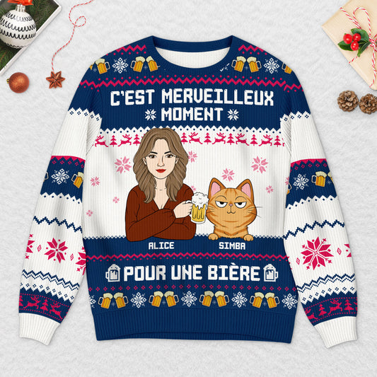 5735WFR2 pull de noel moche homme_ personnalise avoir une biere avec chat 5735w3vzd