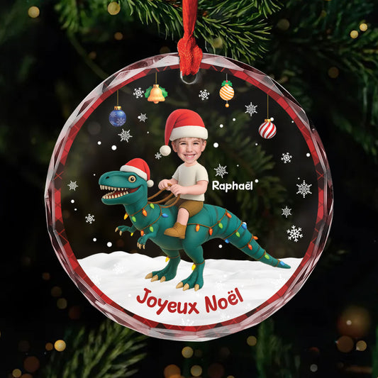 5736OFR1 ornement en verre personnalise pour enfant mon dinosaure de noel 5736okhqk