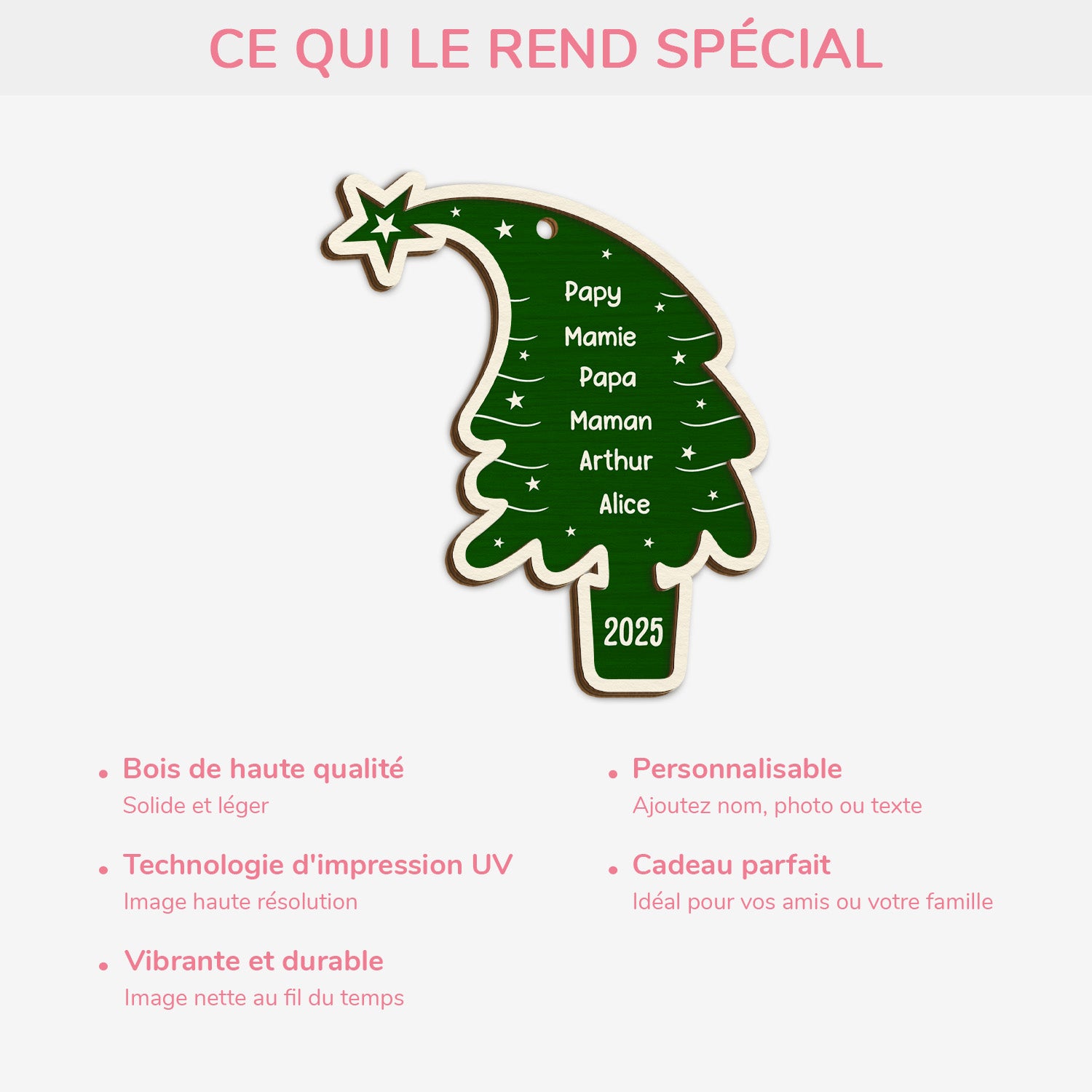 5737OFR4 ornement en bois a 2 couches personnalise pour famille sapin de noel familial 5737o8qti