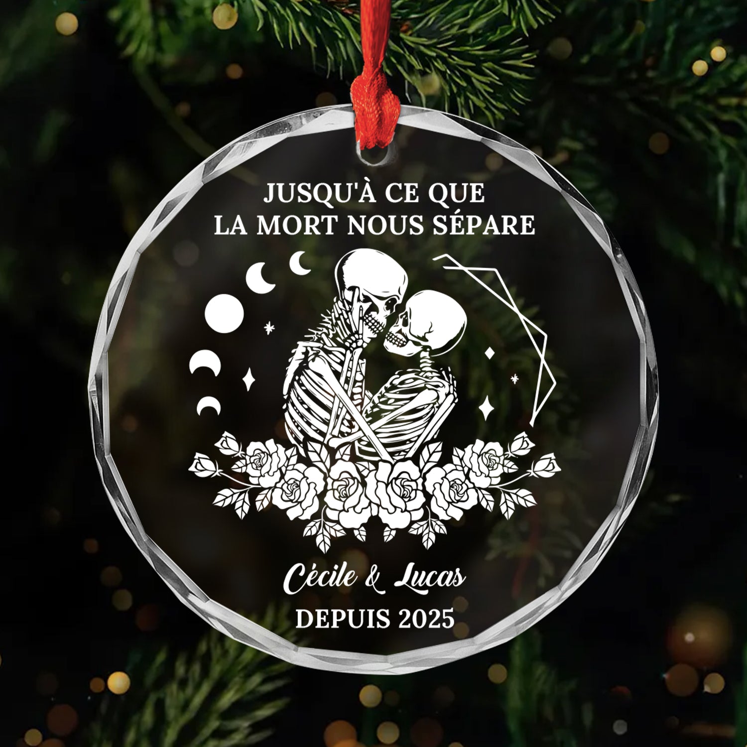 5738OFR1 ornement en verre personnalise de noel jusqua ce que la mort nous separe 5738o6ung