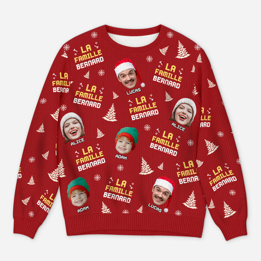5743WFR1 pull moche personnalise drole avec photo ensemble pull de noel famille 5743wtmmi