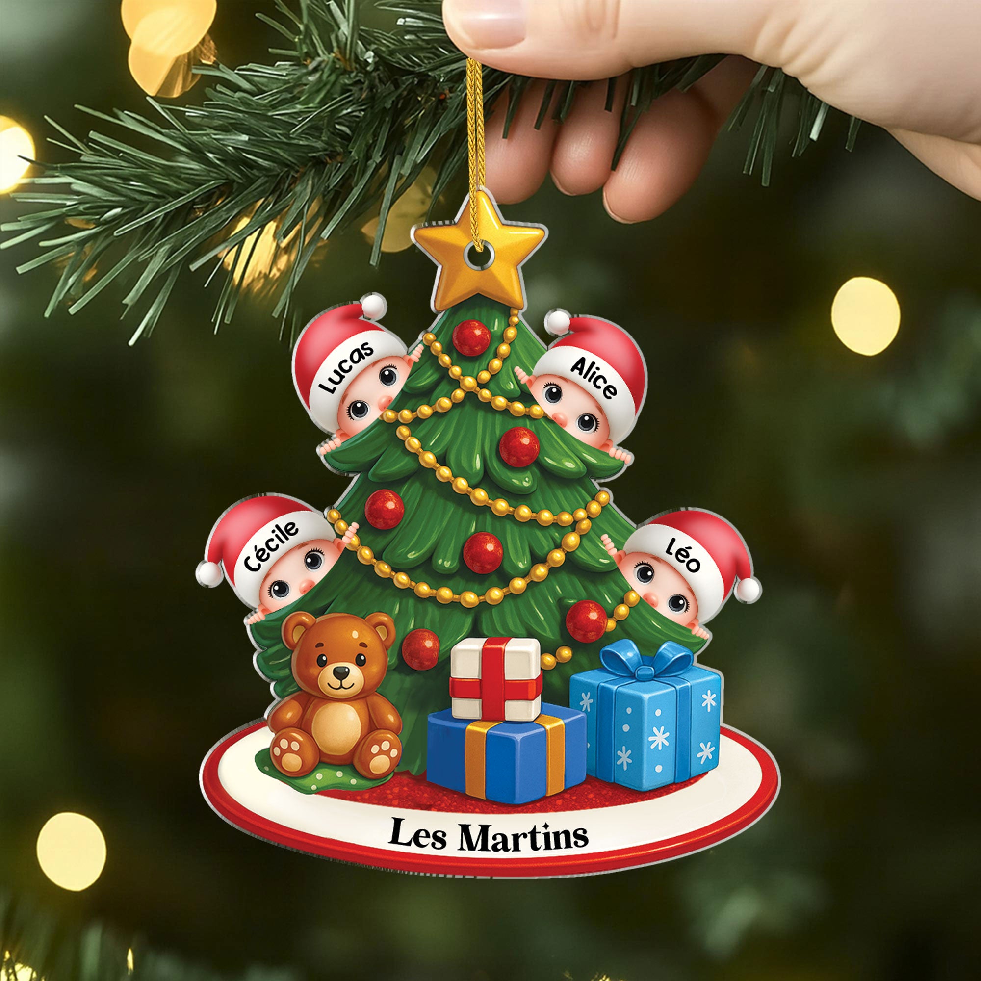 5746OFR2 ornement acrylique personnalise sapin de noel avec petits enfants 5746o6qaa