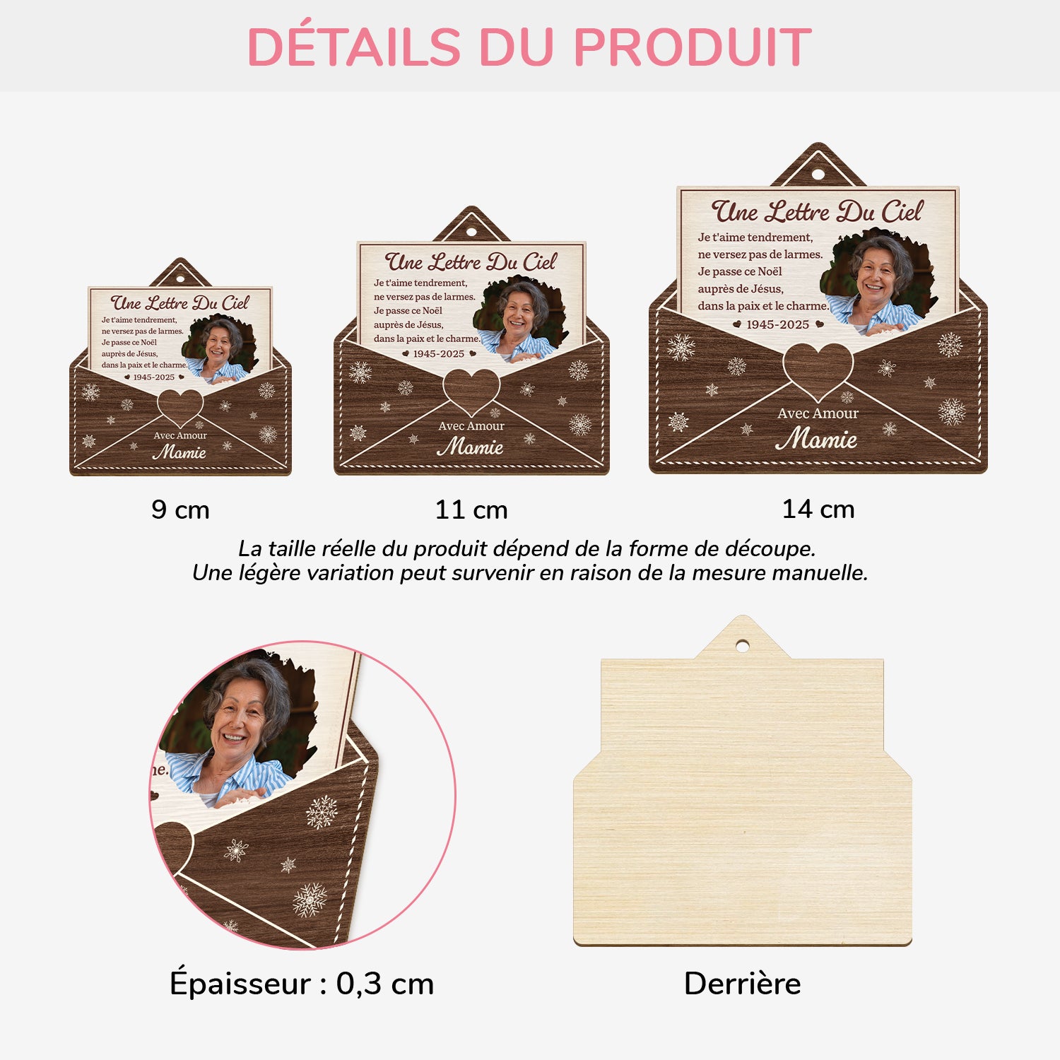 5747OFR3 ornement en bois a 1 couche personnalise commemoratif une lettre du ciel 5747o6vza