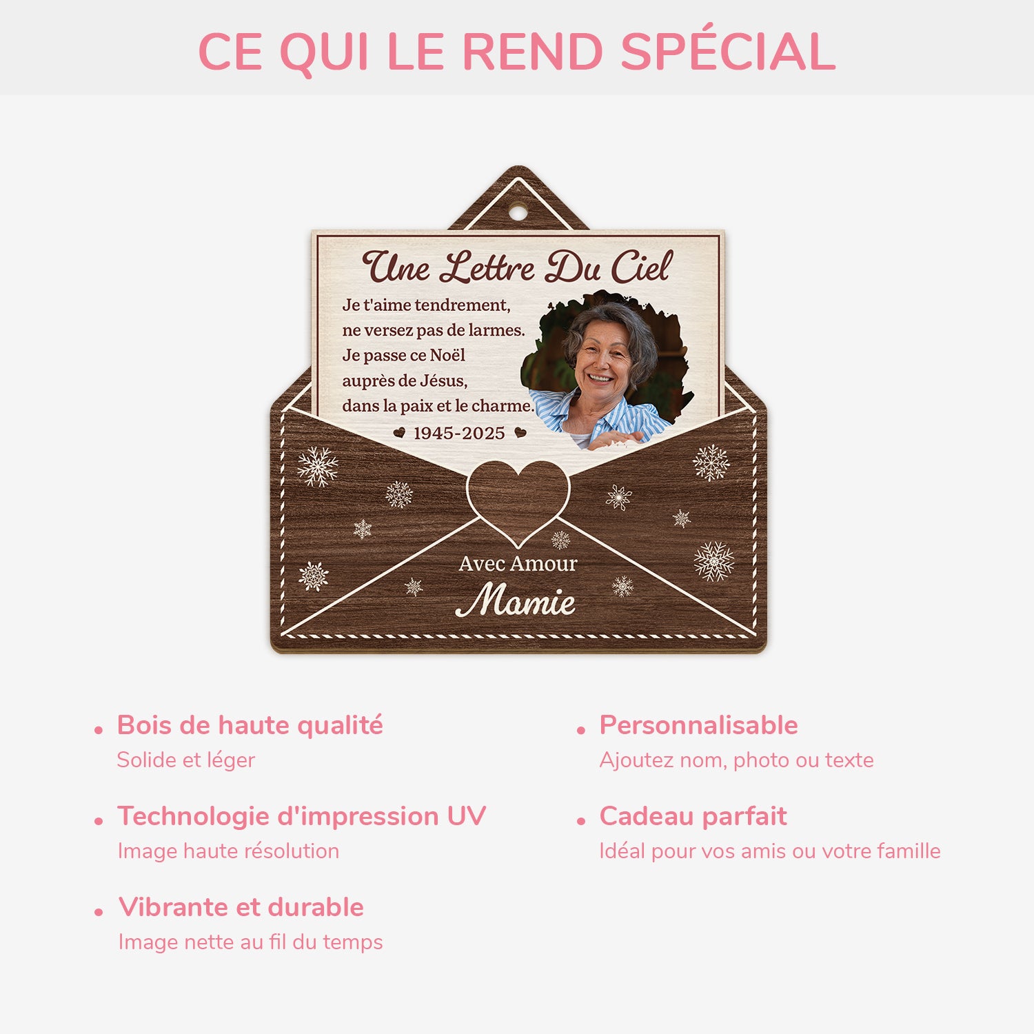 5747OFR4 ornement en bois a 1 couche personnalise commemoratif une lettre du ciel 5747o6vza