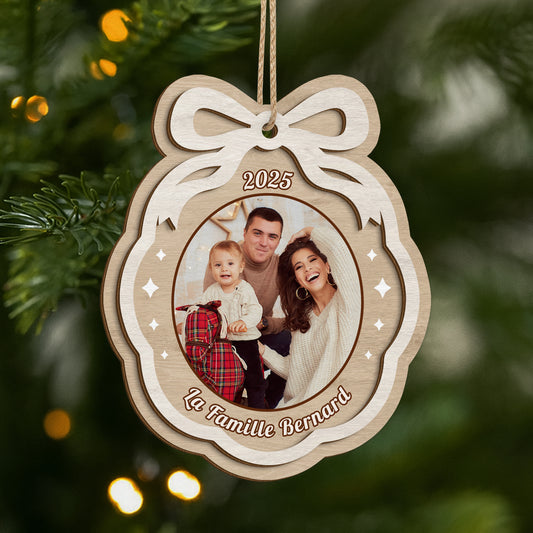 5751OFR1 ornement noel en bois a 2 couches personnalise famille avec photo la ou l_amour commence 5751o86ni