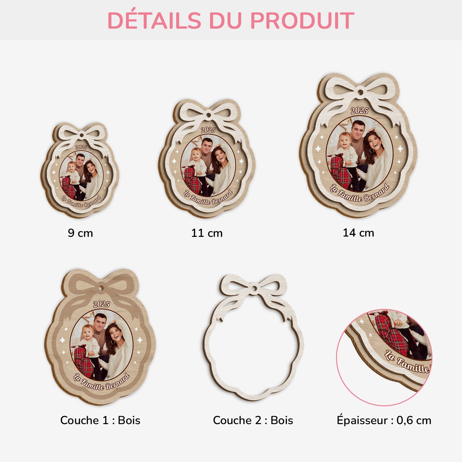 5751OFR1 ornement noel en bois a 2 couches personnalise famille avec photo la ou l_amour commence 5751o86ni3