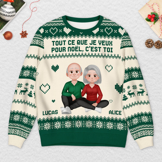 5754WFR2 pull moche personnalise couple tout ce que je veux pour noel cest toi 5754wkqmg