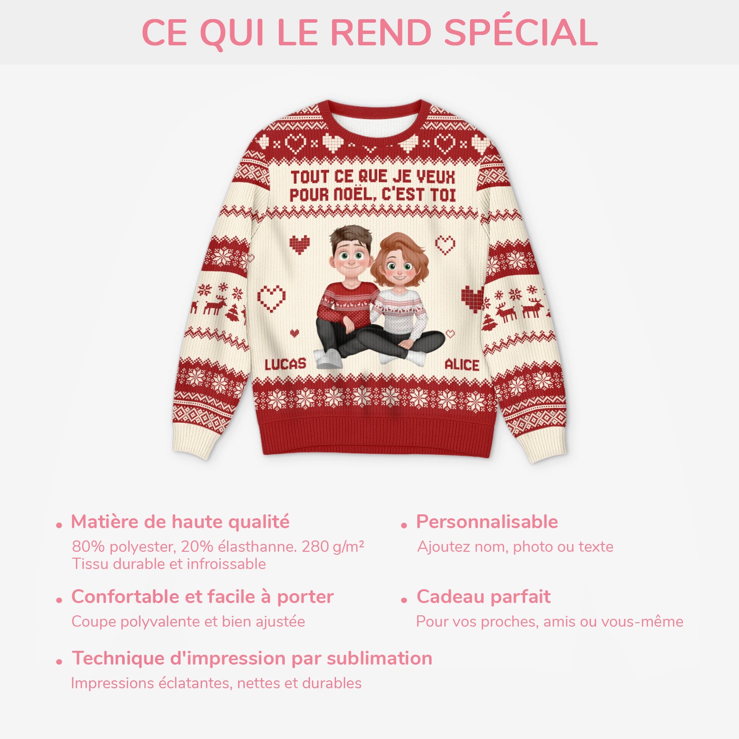 5754WFR5 pull moche personnalise couple tout ce que je veux pour noel cest toi 5754wkqmg