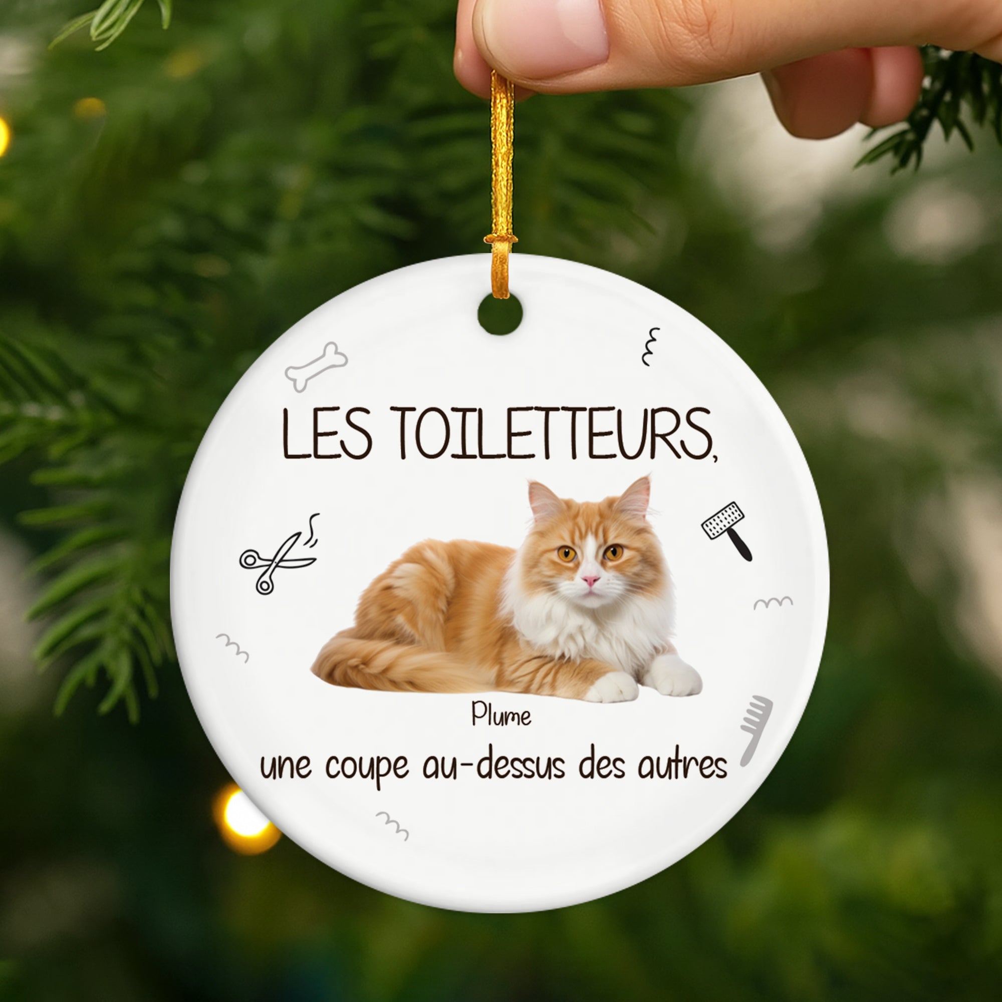 5756OFR2 ornement noel ceramique personnalise avec chat les toiletteurs 5756o6vqd