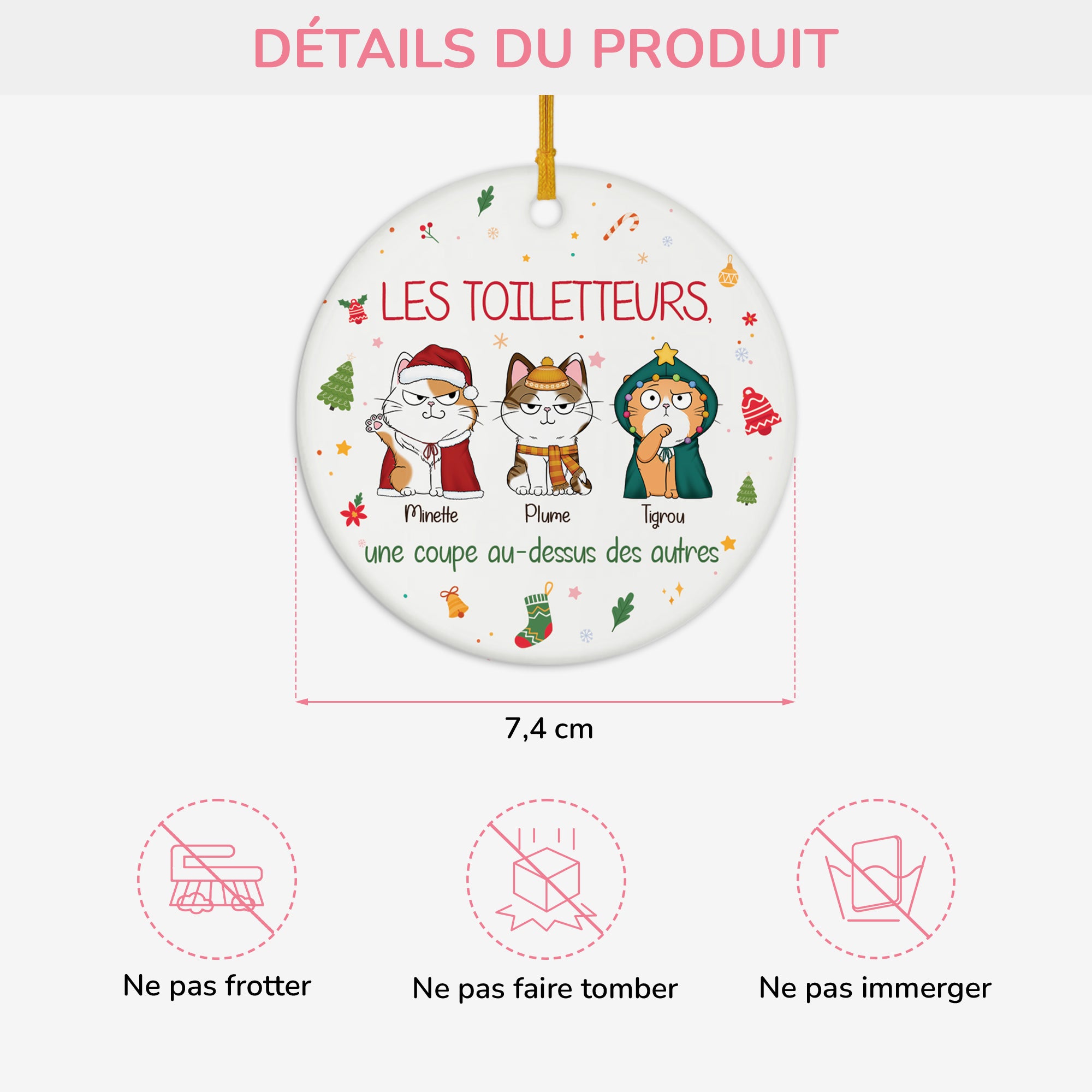 5756OFR3 ornement noel ceramique personnalise avec chat les toiletteurs 5756o6vqd