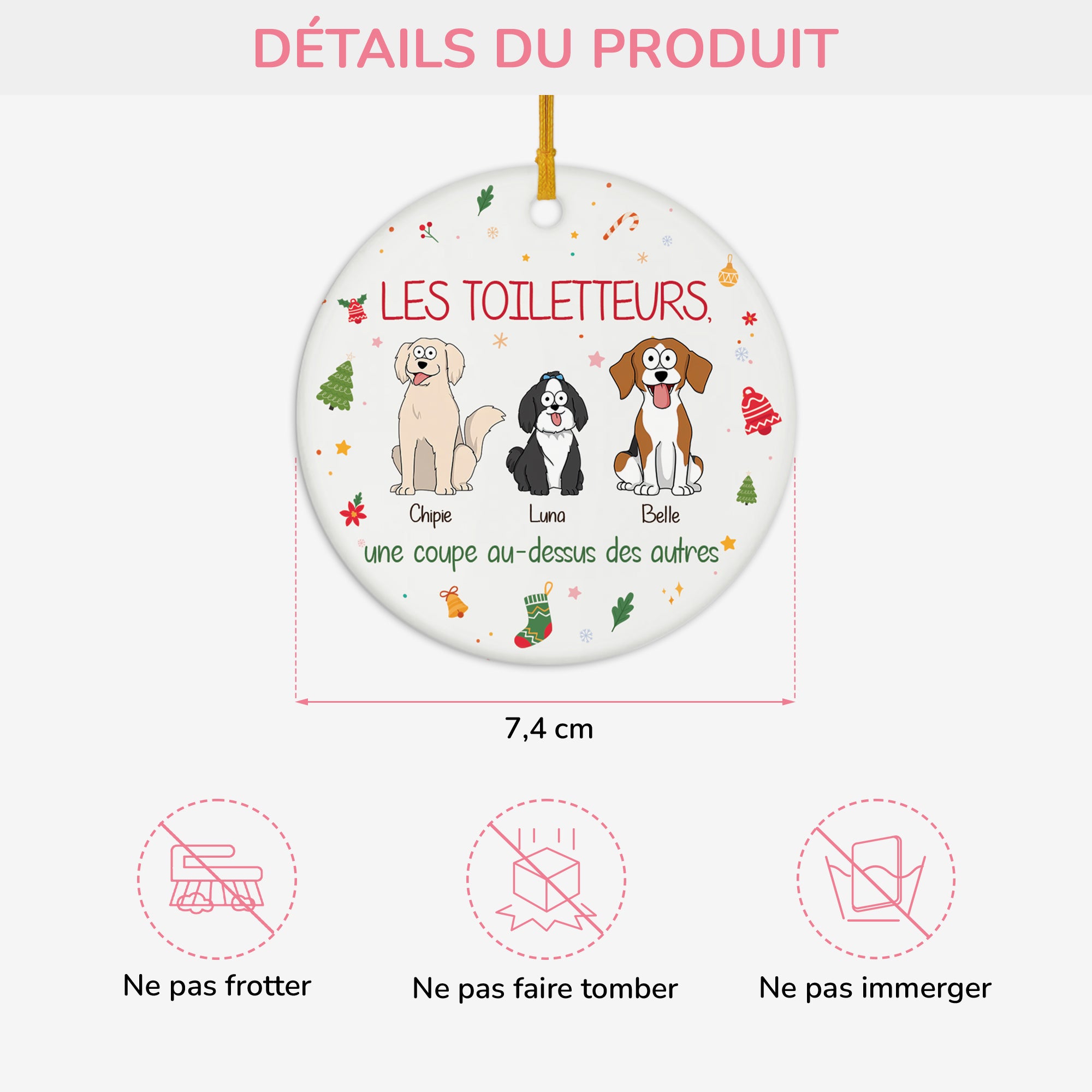 5756OFR3 ornement noel ceramique personnalise avec chien les toiletteurs 5756o6vqc