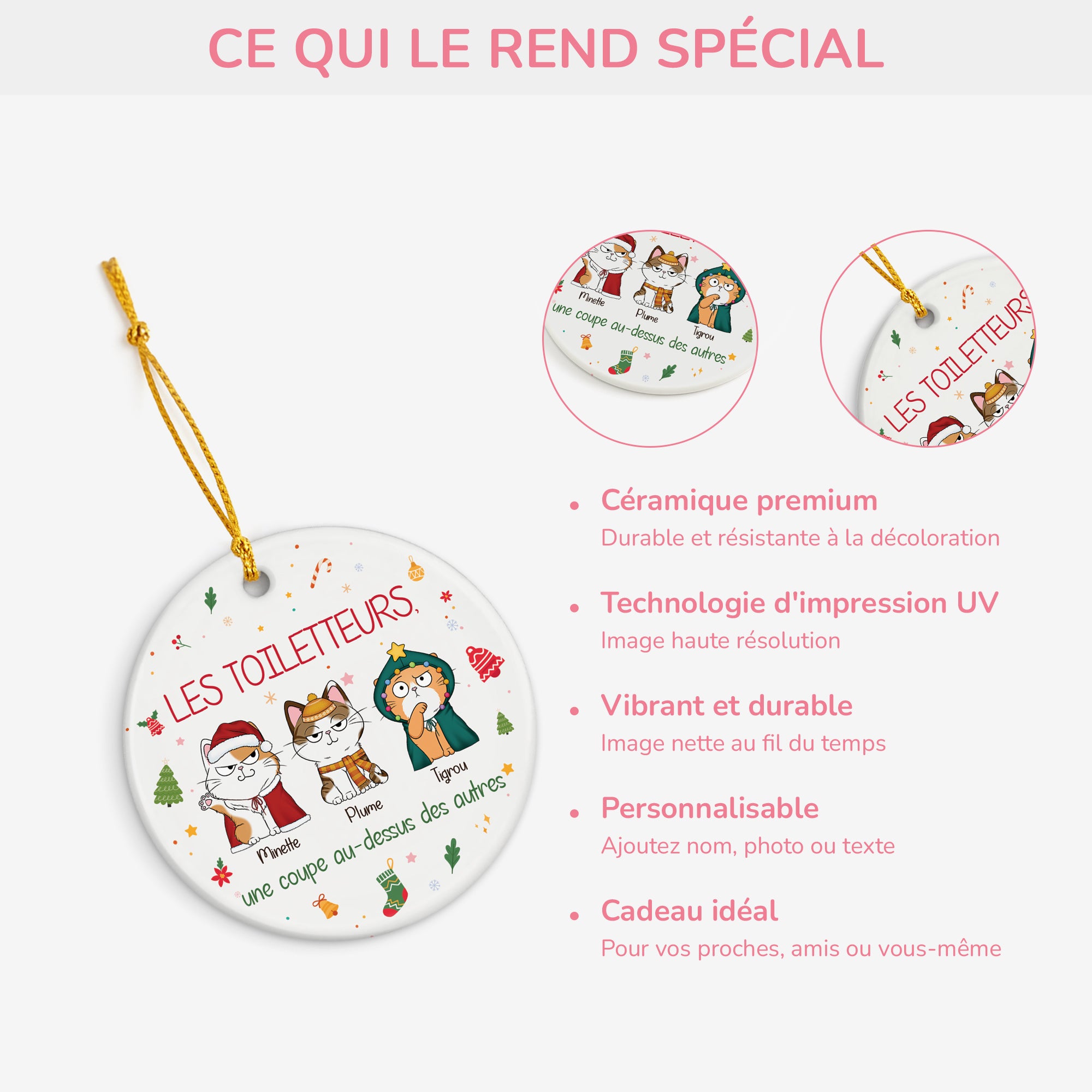 5756OFR4 ornement noel ceramique personnalise avec chat les toiletteurs 5756o6vqd
