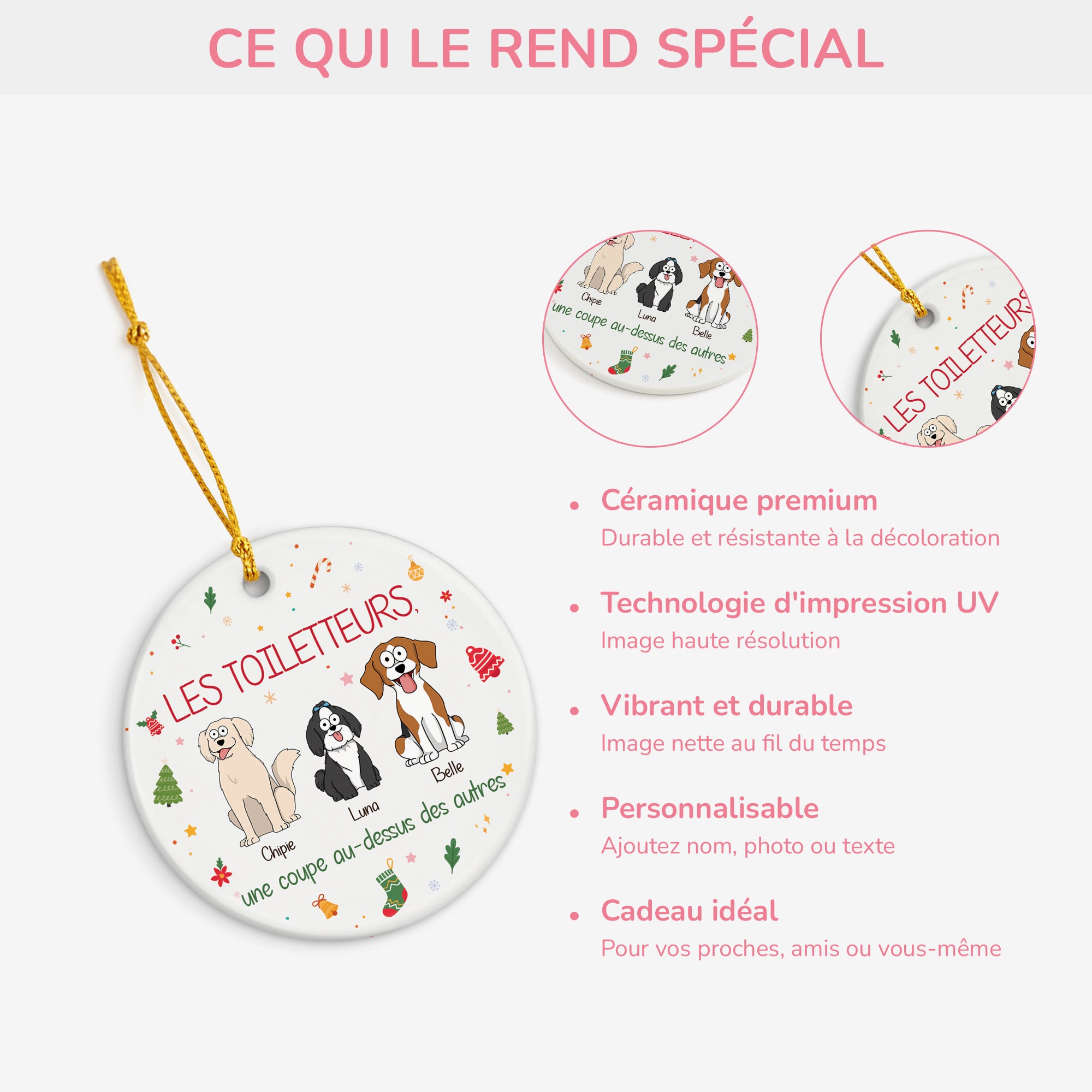 5756OFR4 ornement noel ceramique personnalise avec chien les toiletteurs 5756o6vqc