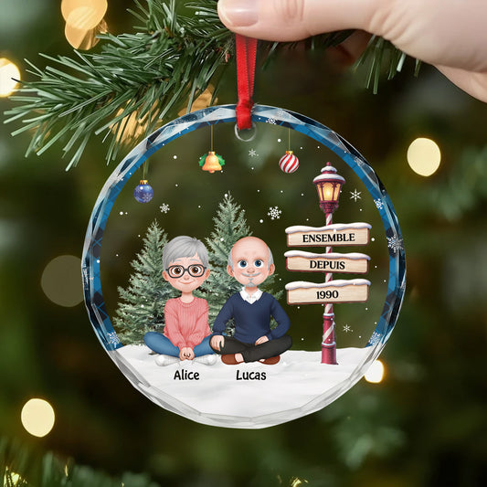 5758OFR2 ornement en verre personnalise de noel couple ensemble 5758o3qmg